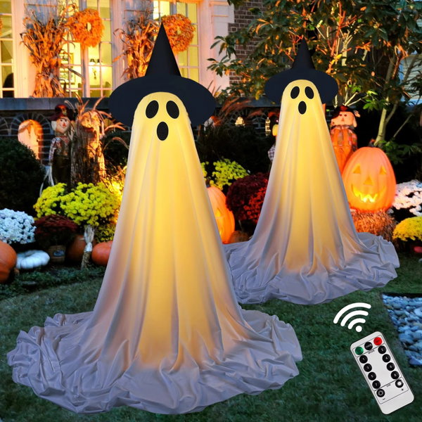 Duch wiszący z lampkami, Halloweenowy – 2 szt.