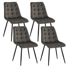 Dark Grey aksamitne krzesło do jadalni z metalowymi nogami