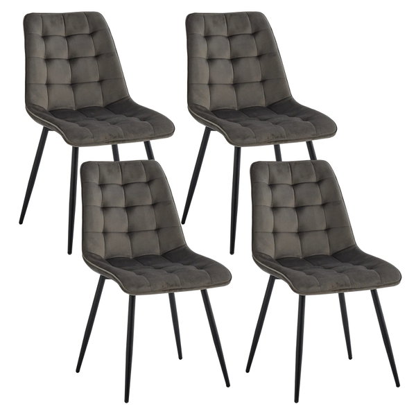 Dark Grey aksamitne krzesło do jadalni z metalowymi nogami