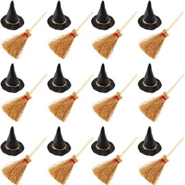 Mini kapelusz czarownicy z miotłą 10 szt. – Broom with hat