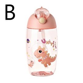 Butelka JIRO 600 ml na wodę dla dzieci z dinozaurem pink