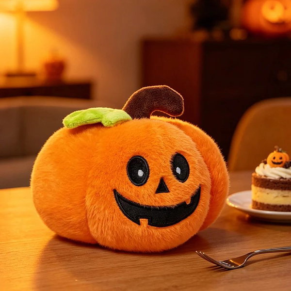 Halloweenowa pluszowa dynia-duch czarna, 23 cm Pumpkin round 17 cm
