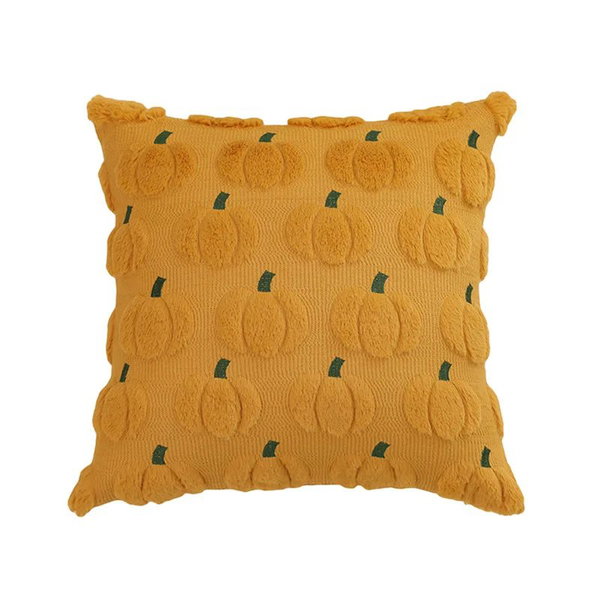 Poszewka z pluszu z liśćmi klonu 45×45 cm pumpkin 03 żółta