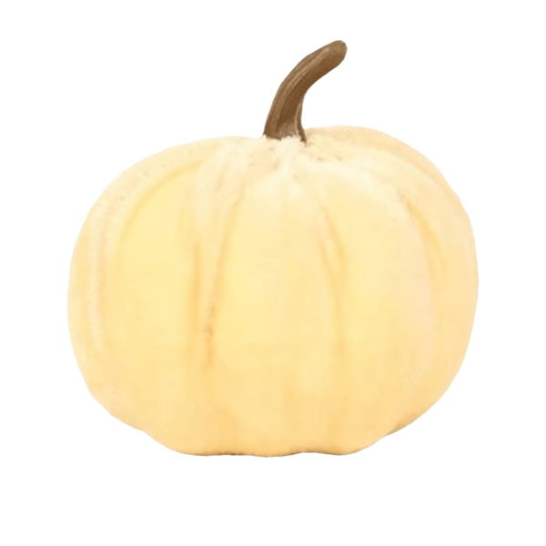 Aksamitna mini dynia ozdobna beżowa 8 cm
