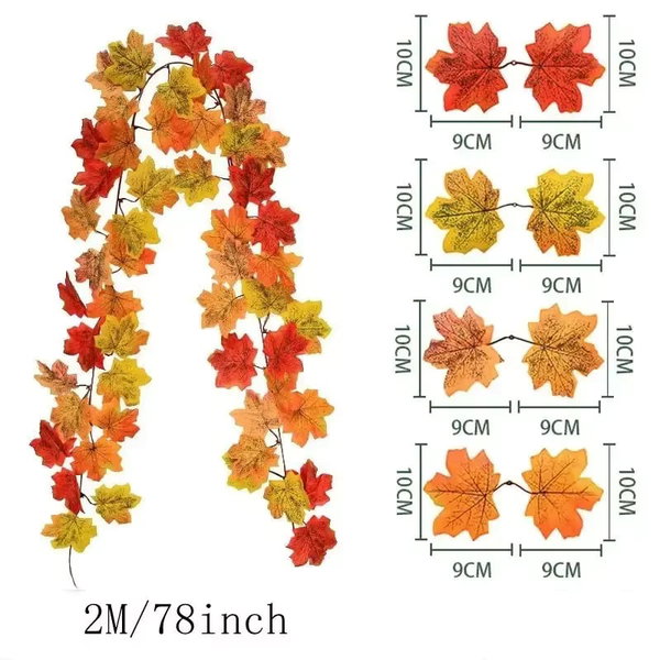 Wieniec z sztucznych liści klonu, 200 cm, wersja A
