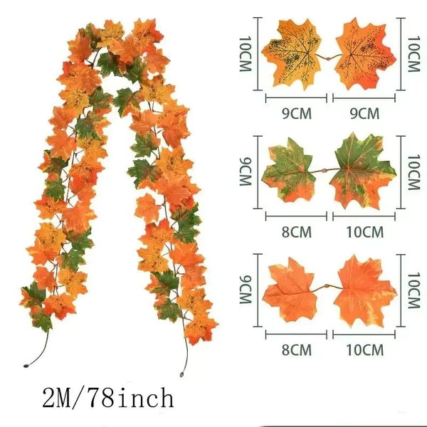 Wieniec z sztucznych liści klonu, 200 cm, wersja D