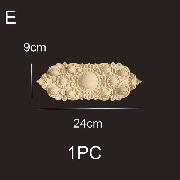 Drewniane aplikacje rzeźbione, antyczne ozdoby 12cmx8 cm – E 24cmx9 cm