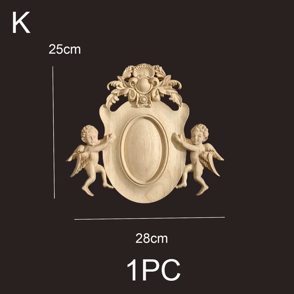 Drewniane aplikacje rzeźbione, antyczne ozdoby 12cmx8 cm – K 28cmx25 cm