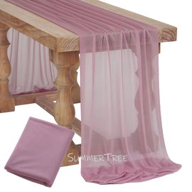 Bieżnica na stół z gazy w stylu boho, kolor Mauve, 2M X 74 cm
