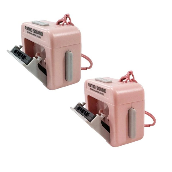 Retro rejestrator brelok slivery pink-2 szt.
