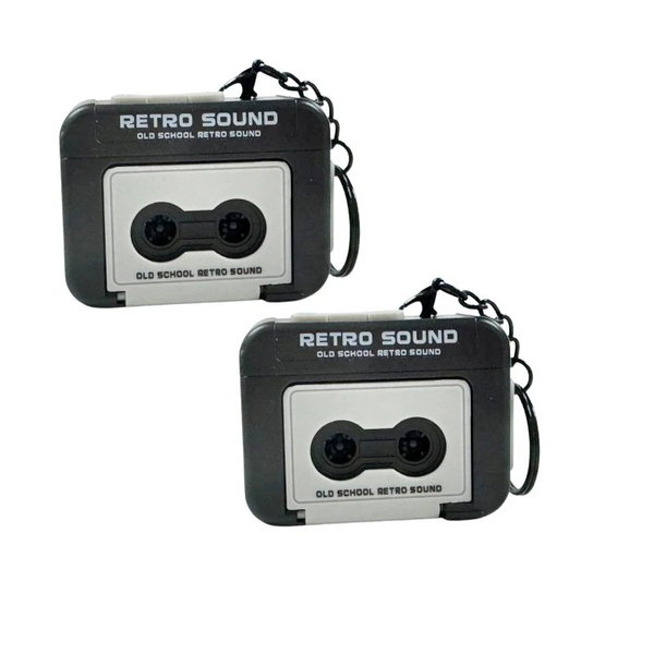 Retro rejestrator brelok slivery black-2 szt.
