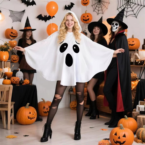 Biały strój na Halloween w stylu nietoperza, uniwersalny rozmiar