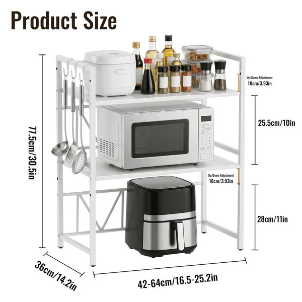 Rozsuwany organizer na mikrofalówkę 42-64 cm – biały