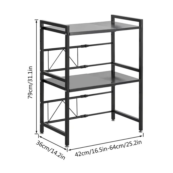 Rozsuwany organizer na mikrofalówkę 42-64 cm – czarny