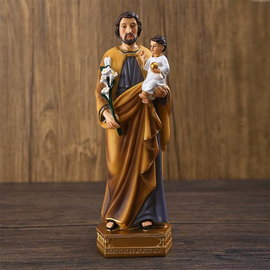 Święty Józef z Dzieckiem Jezus Statuetka z Żywicy Podstawa Talerza