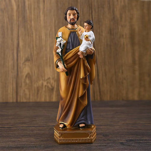 Święty Józef z Dzieckiem Jezus Statuetka z Żywicy Podstawa Talerza