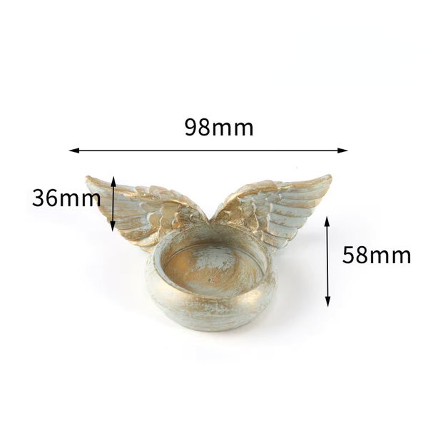Świecznik Angel Wings Statuetka z żywicy srebrny