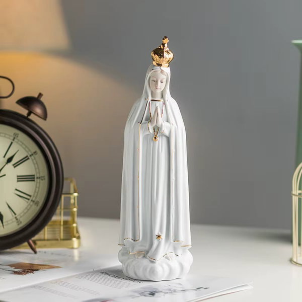 Ikona Matki Boskiej Róża Fatimy ceramiczna statuetka