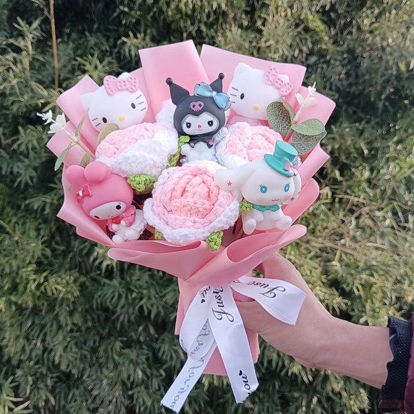 Bukiet pluszaków Hello Kitty z różą kawaii anime, kolor 33