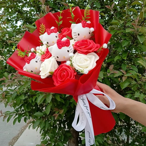 Bukiet pluszaków Hello Kitty z różą kawaii anime, kolor 42