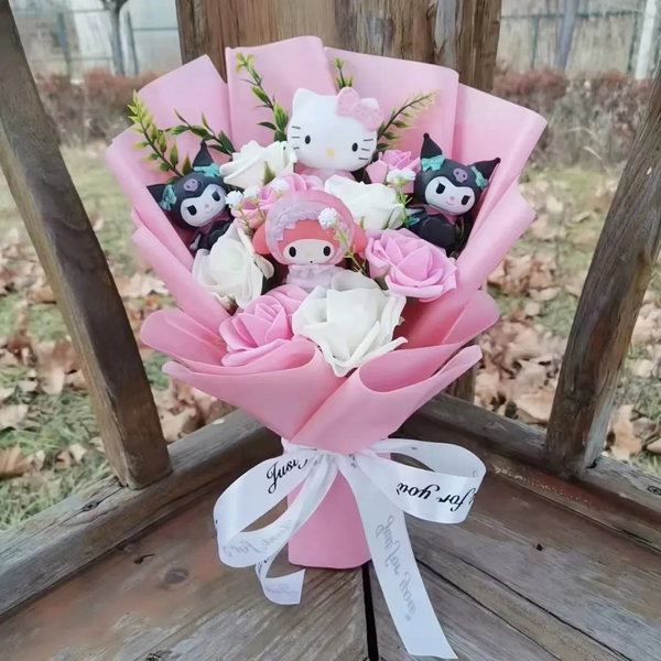 Bukiet pluszaków Hello Kitty z różą kawaii anime, kolor 7