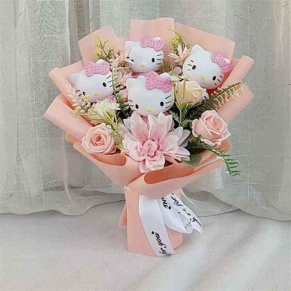 Bukiet pluszaków Hello Kitty z różą kawaii anime, kolor 11