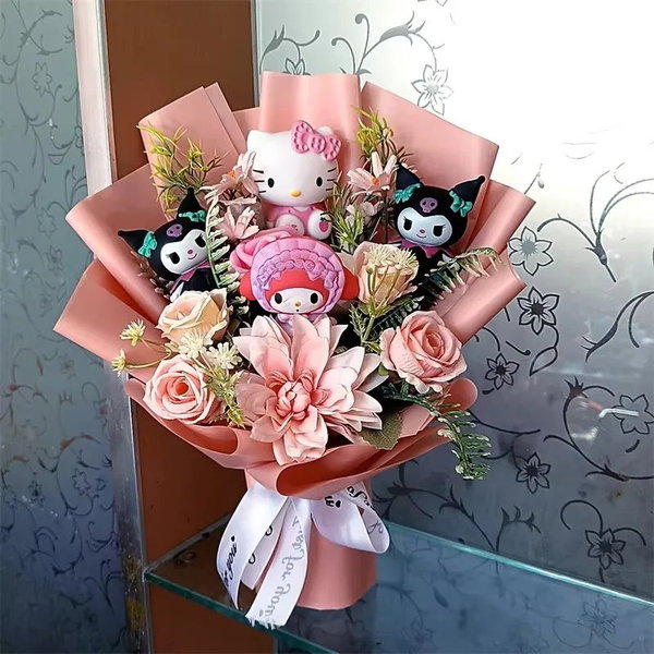 Bukiet pluszaków Hello Kitty z różą kawaii anime, kolor 8