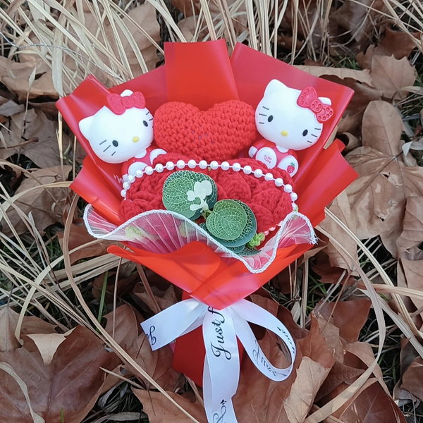 Bukiet pluszaków Hello Kitty z różą kawaii anime, kolor 32