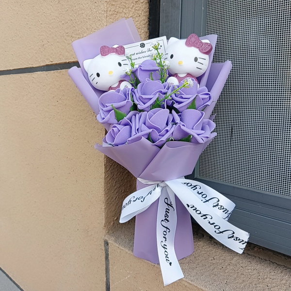 Bukiet pluszaków Hello Kitty z różą kawaii anime, kolor 37