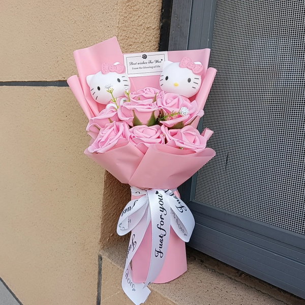 Bukiet pluszaków Hello Kitty z różą kawaii anime, kolor 39