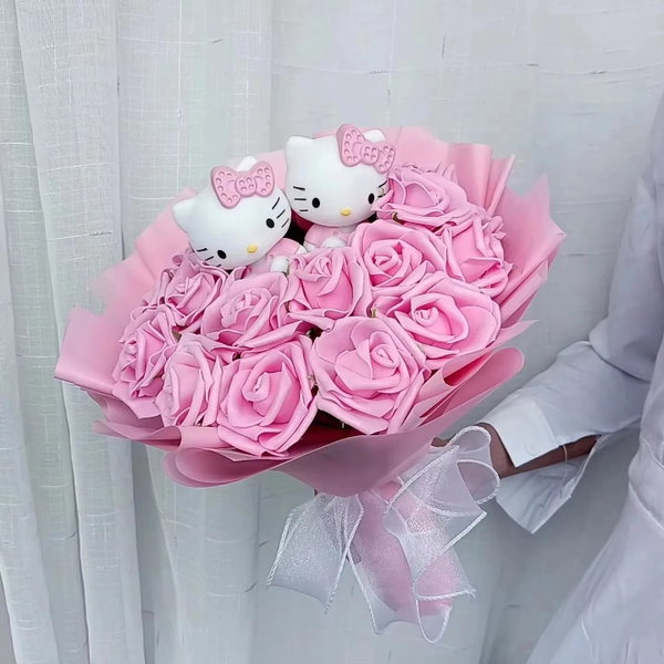 Bukiet pluszaków Hello Kitty z różą kawaii anime, kolor 17