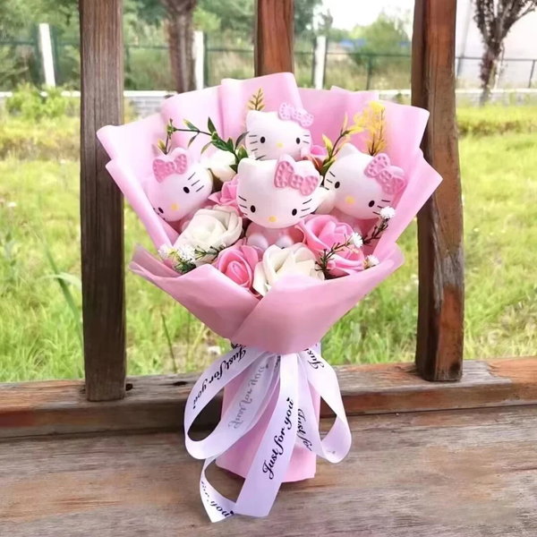 Bukiet pluszaków Hello Kitty z różą kawaii anime, kolor 41