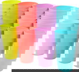 24x Duży Kolorowy Plastikowy Kubek 600 ml Wielorazowy - Grill Imprezy