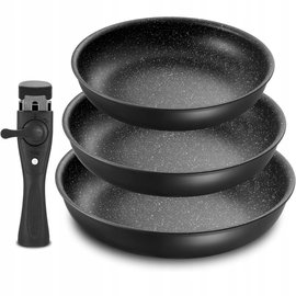 Fadware Patelnia indukcyjna nieprzywierająca 20cm 24cm 28cm 3szt + uchwyt