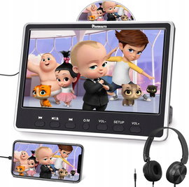 Odtwarzacz DVD Samochodowy 12'' HDMI USB SD 1080p Zagłówek