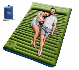 Podwójna mata karimata Wbudowana PompkA 196x145x12cm lekka 2 osoby ZIELONA