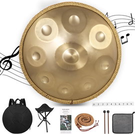 Handpan Drum 22 w 9nut D Minor stalowy bęben ręczny Do Jogi Medytacji ZŁOTY