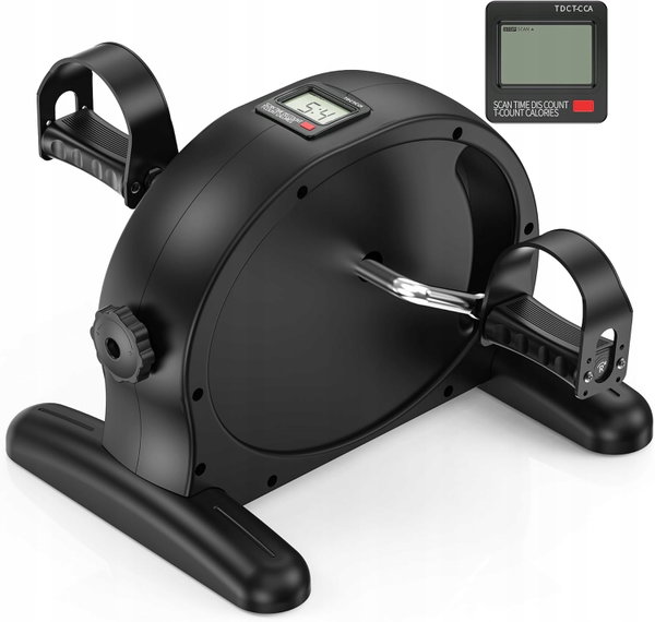 Mini rowerek rower treningowy RYGEO Pedałowy LCD Regulacja Oporu CZARNY
