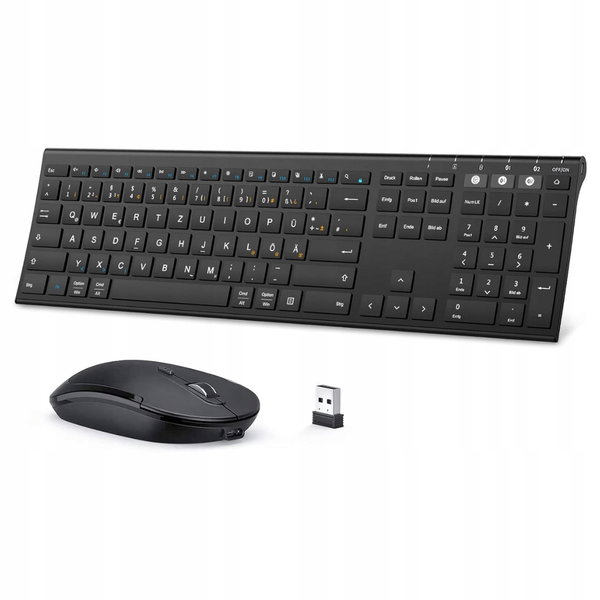 Klawiatura i Mysz Bezprzewodowa Seenda Dual Bluetooth 2,4GHz QWERTZ Czarna