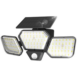 Lampa solarna z czujnikiem ruchu 3-głowicowa LED 108 diod 1600lm IP65 6500K