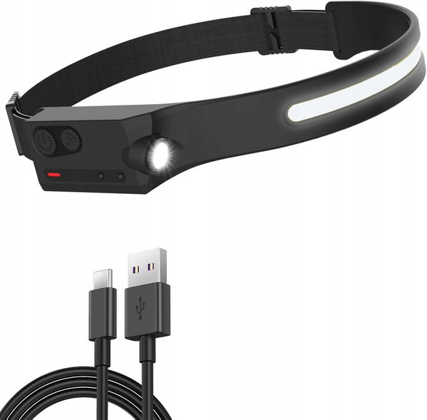 Latarka czołowa LED Pristar USB-C, wodoodporna, z 5 trybami 230°