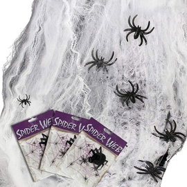 3x Rozciągliwa Pajęczyna z Pająkami Mroczne Dekoracje na Halloween 172m2