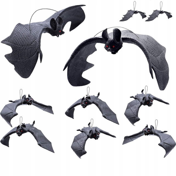 Dekoracyjnyne gumowe nietoperze 3D na Halloween, nietoperz batman - 10 szt