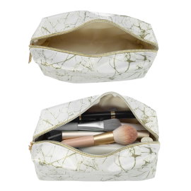 Kosmetyczka podróżna VOCOSTE z organizerem na pędzle biało-złota 19x10x7cm