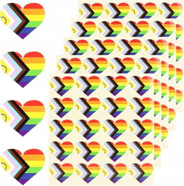 500 Sztuk Wodoodpornych Naklejek LGBT Kolorowe Serca Tęczowa Flaga Typ B