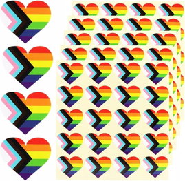 500 Sztuk Wodoodpornych Naklejek LGBT Kolorowe Serca Tęczowa Flaga Typ A