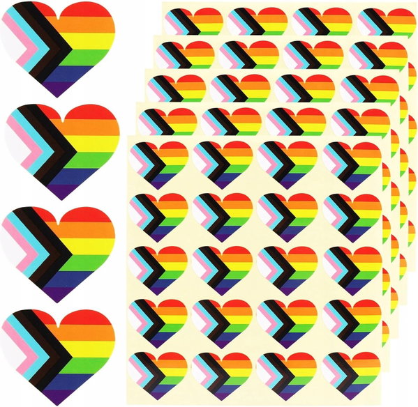 500 Sztuk Wodoodpornych Naklejek LGBT Kolorowe Serca Tęczowa Flaga Typ A