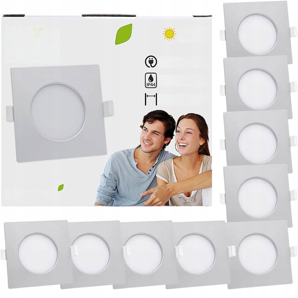 9x Oczko Sufitowe LED Reflektor Punktowy Slim 26mm 6W IP44 Srebrny 230V