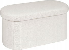 Pufa Ławka BONLIFE Otwierana Podnóżek 76x38x38cm Do Salonu Sypialni BIAŁA