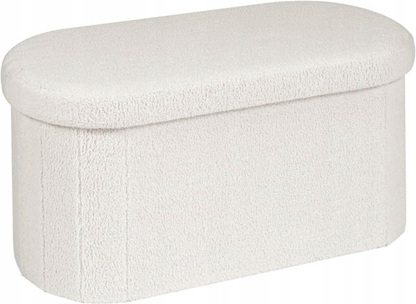Pufa Ławka BONLIFE Otwierana Podnóżek 76x38x38cm Do Salonu Sypialni BIAŁA